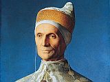 London National Gallery Top 20 06 Giovanni Bellini - The Doge Leonardo Loredan Giovanni Bellini - The Doge Leonardo Loredan, 1501-4, 62 x 45cm. Leonardo Loredan was the Doge (head of state) of the Venetian Republic from 1501-21. He is shown here wearing his robes of state for this formal portrait, including the hat and ornate buttons. The expression on the right, lit side, of his face is more severe, while the left side, in shadow, is more benevolent. By graduating the blue of the background, more intense towards the top and lighter at the bottom, Bellini invokes the sky. The strong directionality of the light and its reflections in Loredon�s eyes suggest that he is looking towards the setting sun. But this hint of time passing, combined with Loredon�s aged face, recalls the old comparison between the duration of the day and the span of human life, and the inevitable coming of the night.